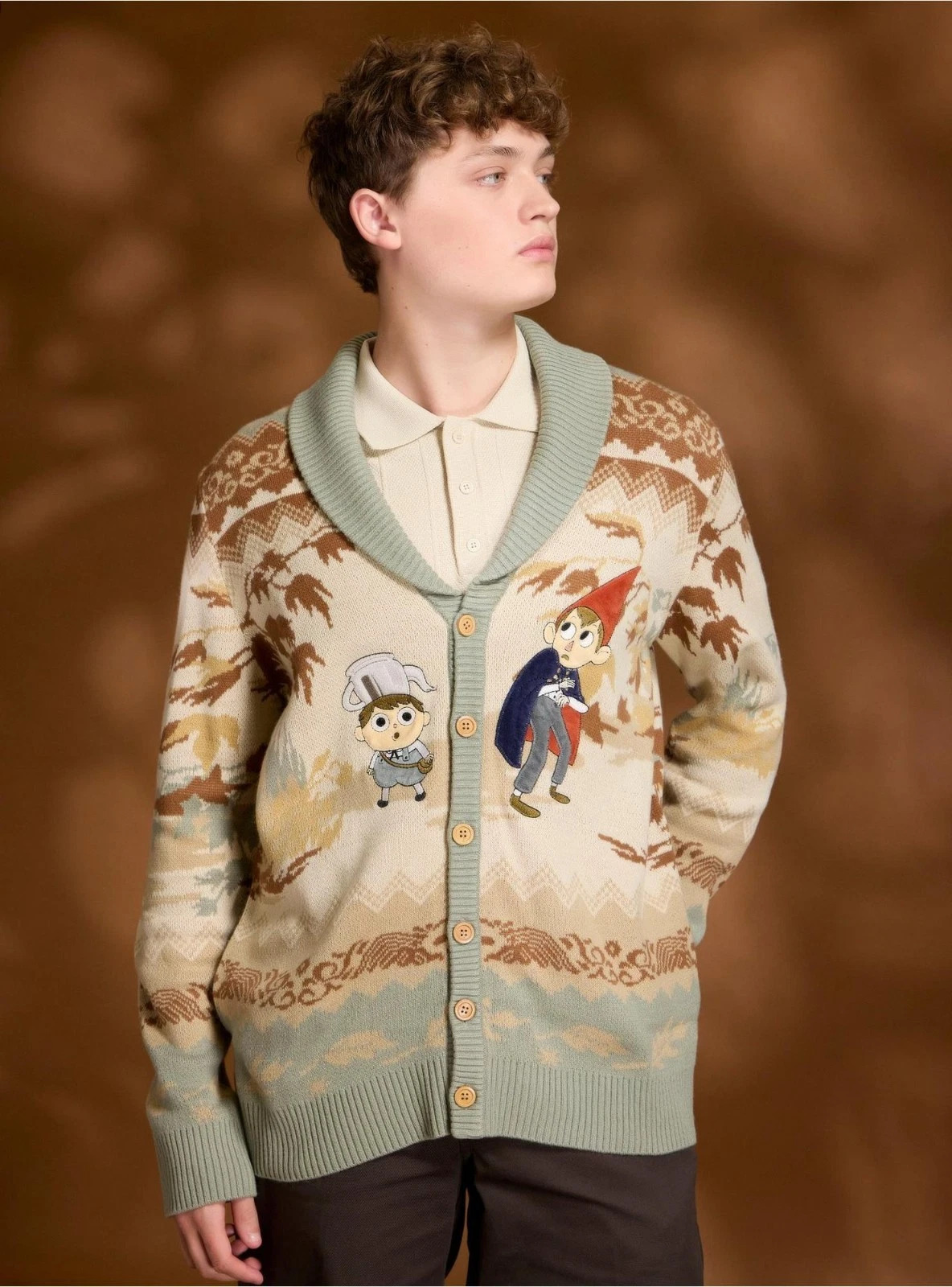 Hot Topic Over The Garden Wall Wirt & Greg Leaves Collared Cardigan Extra large